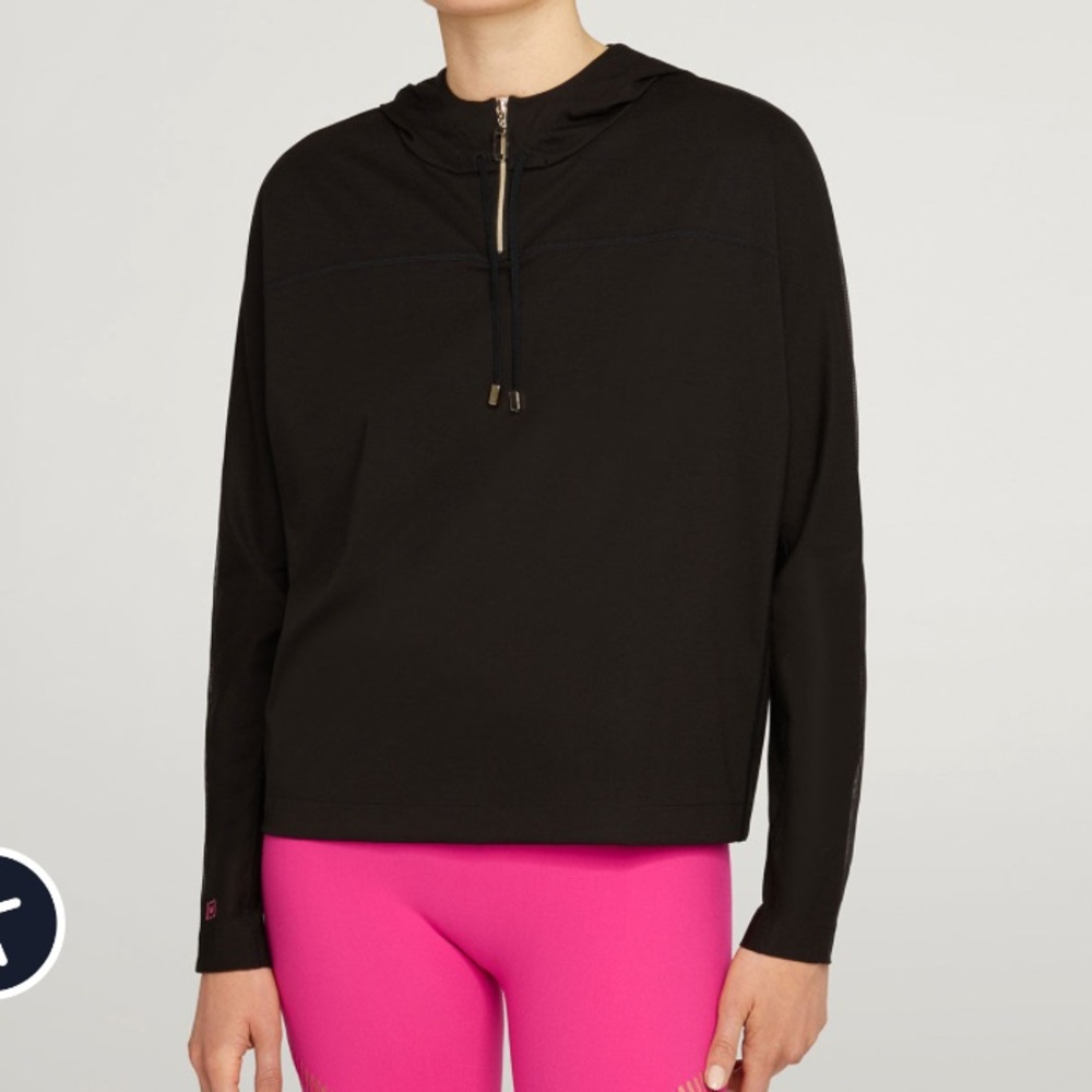 Wolford Saraya Pullover Black Hooded Long‎ Sleeve Pure fabric & mesh size xs
